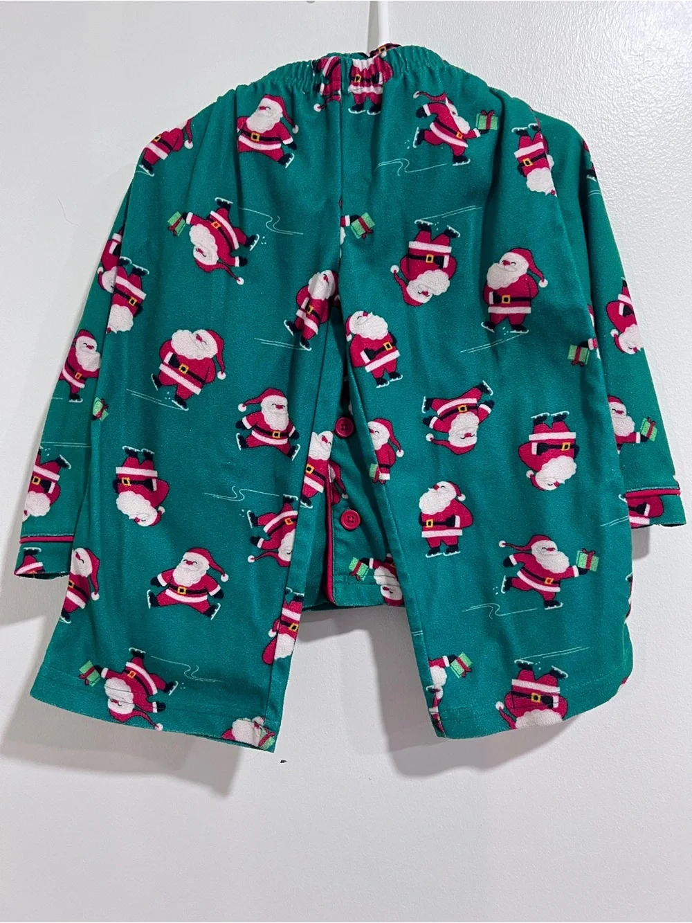Carter's Toddler 2T Green Ice Skating Santa Christmas Pajama Set GUC